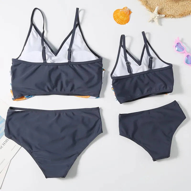 Mommy & Me Tropical Twist High-Waist Bikini Set