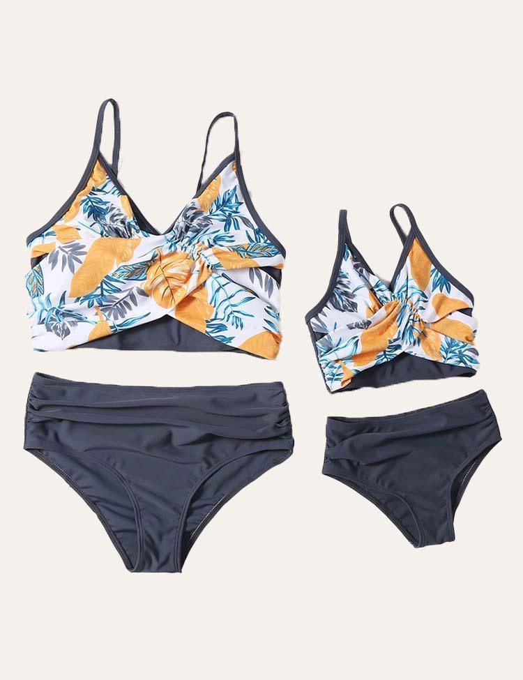 Mommy & Me Tropical Twist High-Waist Bikini Set