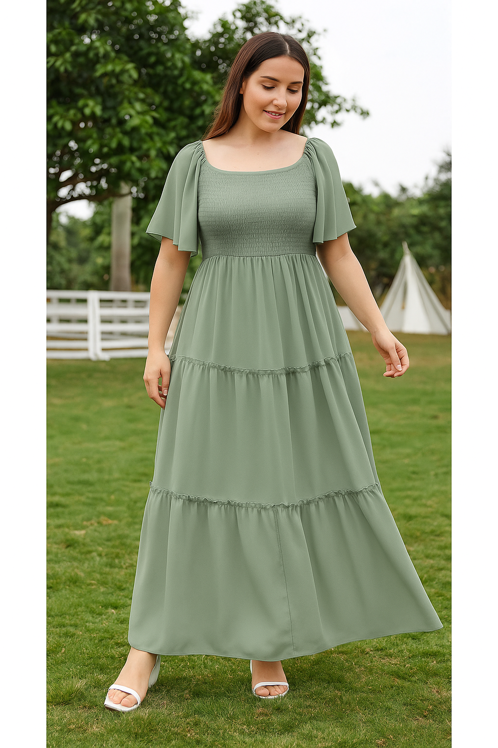 Hannah Smocked Bodice Maxi Dress