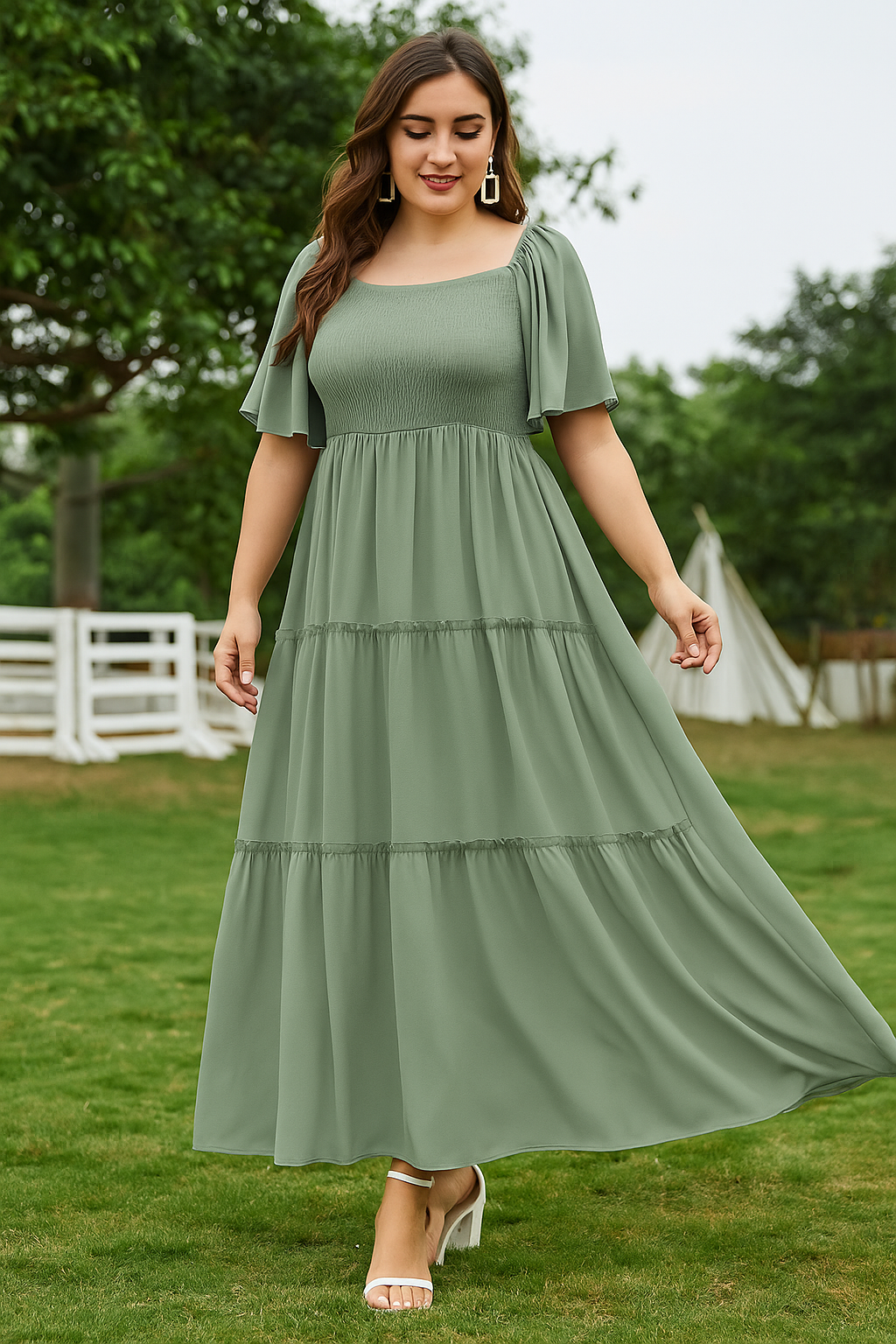 Hannah Smocked Bodice Maxi Dress