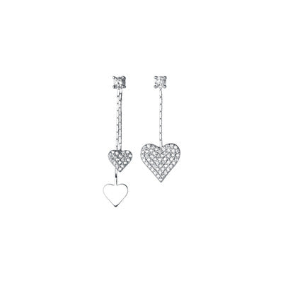 Asymmetrical Crystal Heart Stud Earrings – Gold or Silver