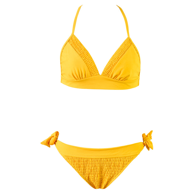 YELLOW HALTER TRIANGLE BIKINI