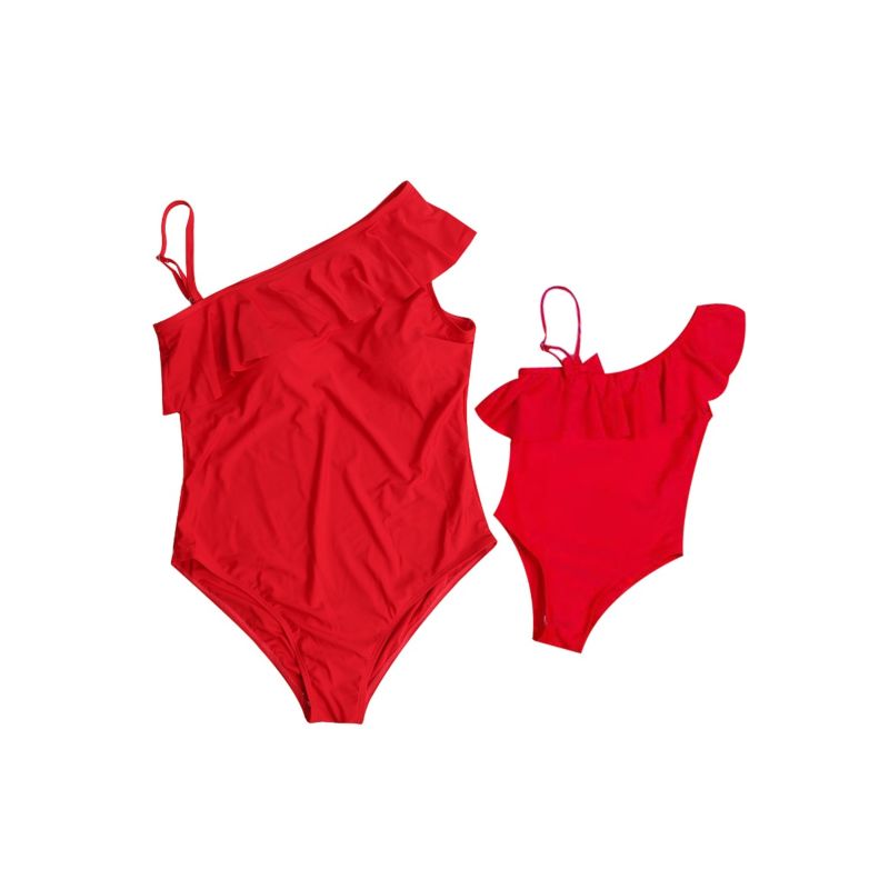 ONE SHOULDER RUFFLE Mommy & Me Swimsuit