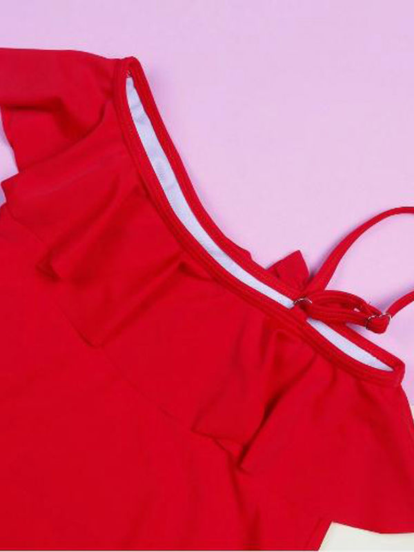 ONE SHOULDER RUFFLE Mommy & Me Swimsuit