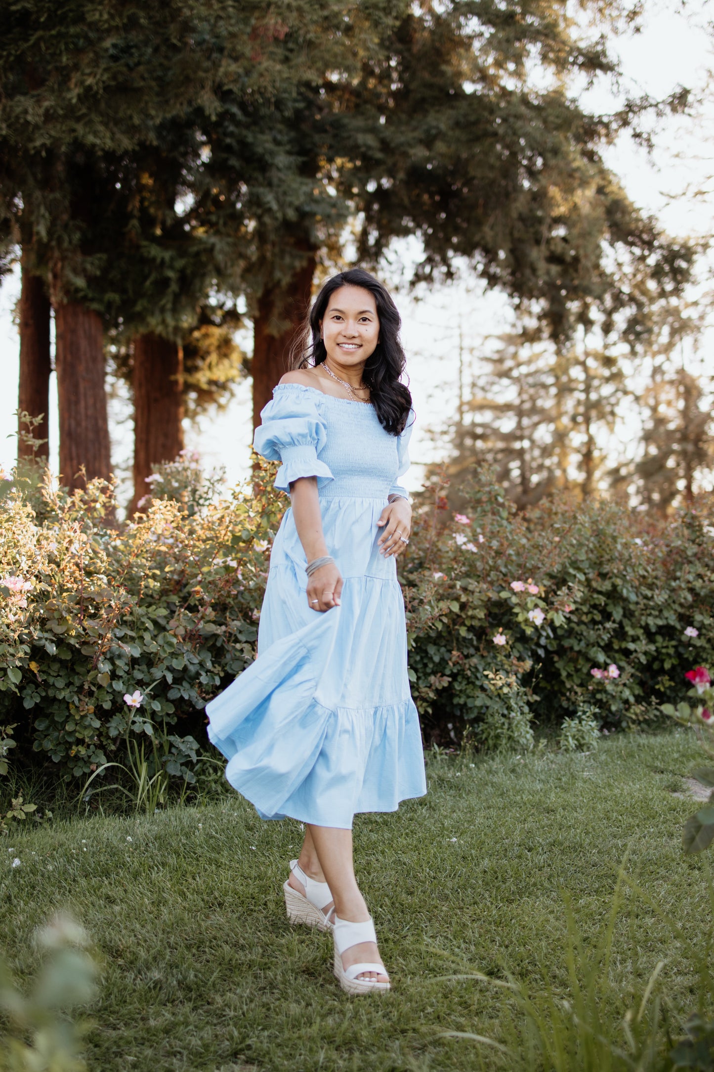 Nadine Jacquard Blue Cotton Dress