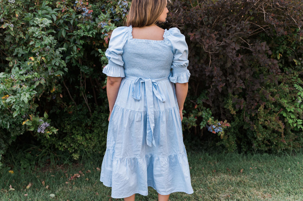 Nadine Jacquard Blue Cotton Dress