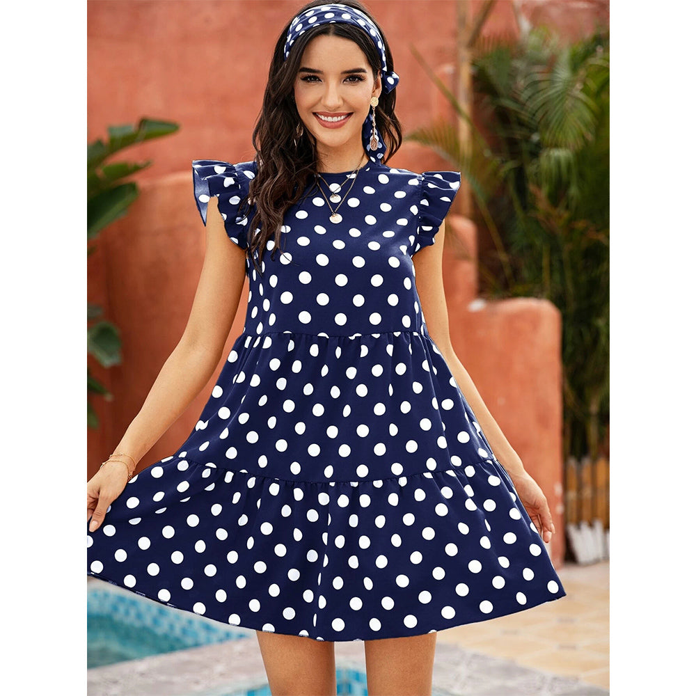Cassie Ruffle Sleeve Mini Dress Small / Navy Cassie Ruffle Sleeve Mini Dress Small / Navy