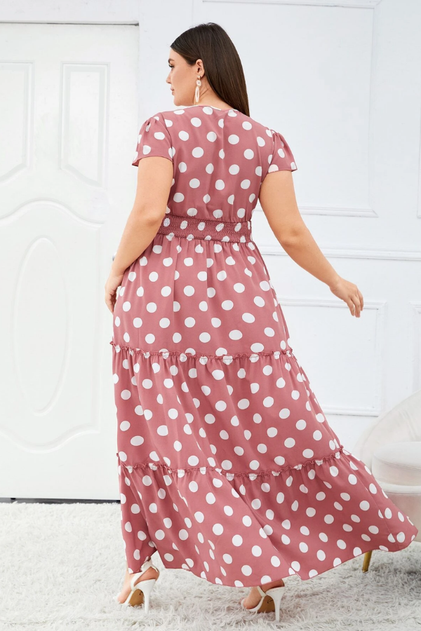 Annabelle Polka Dot  Split Maxi Dress