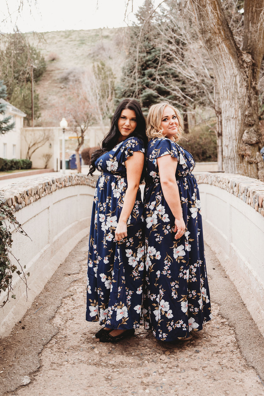 Clara Navy Women Floral Maxi Dress