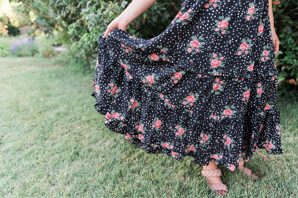 Sienna Black Floral Maxi Dress