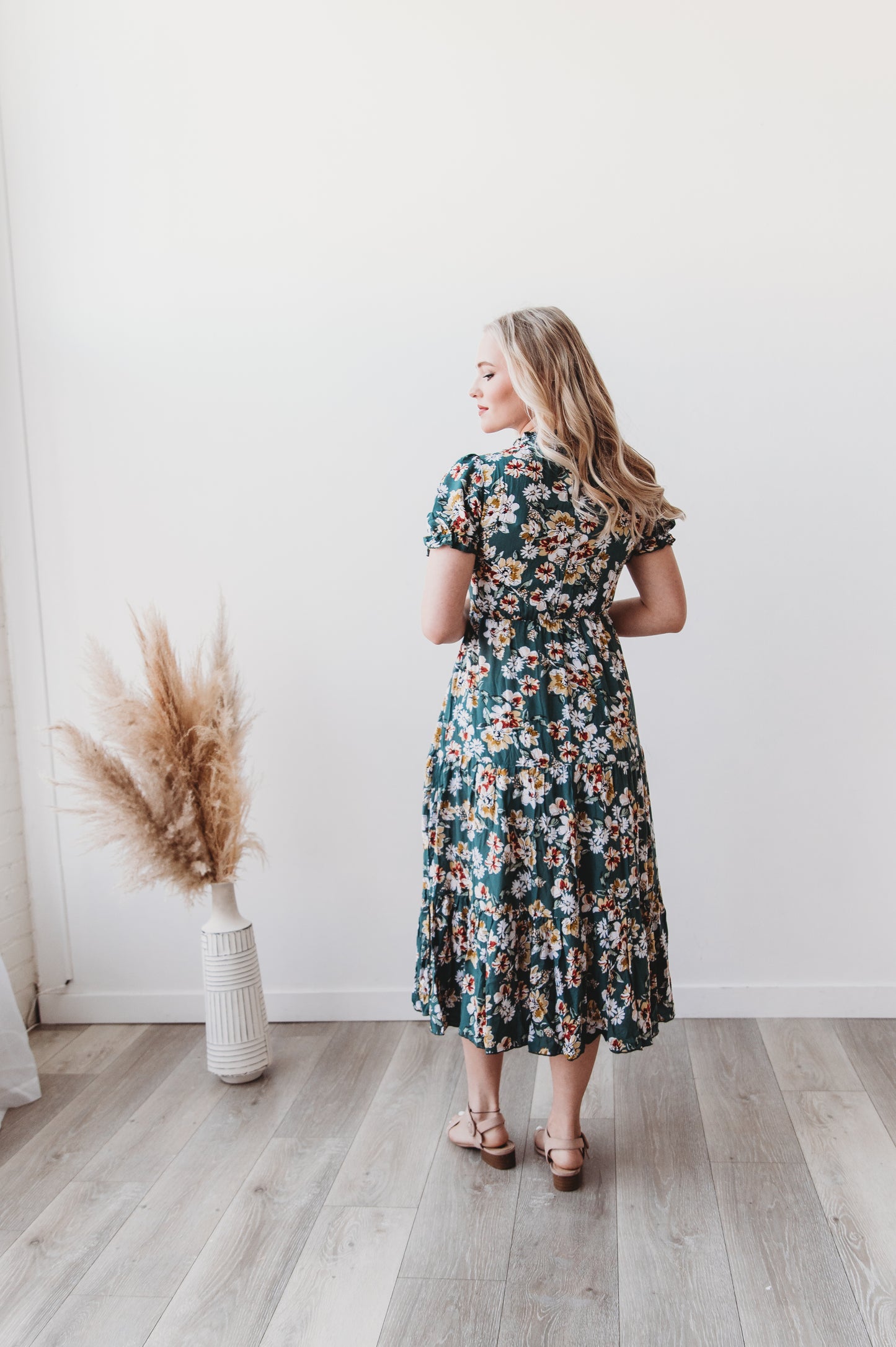 Mira Smoked Floral Midi Dress