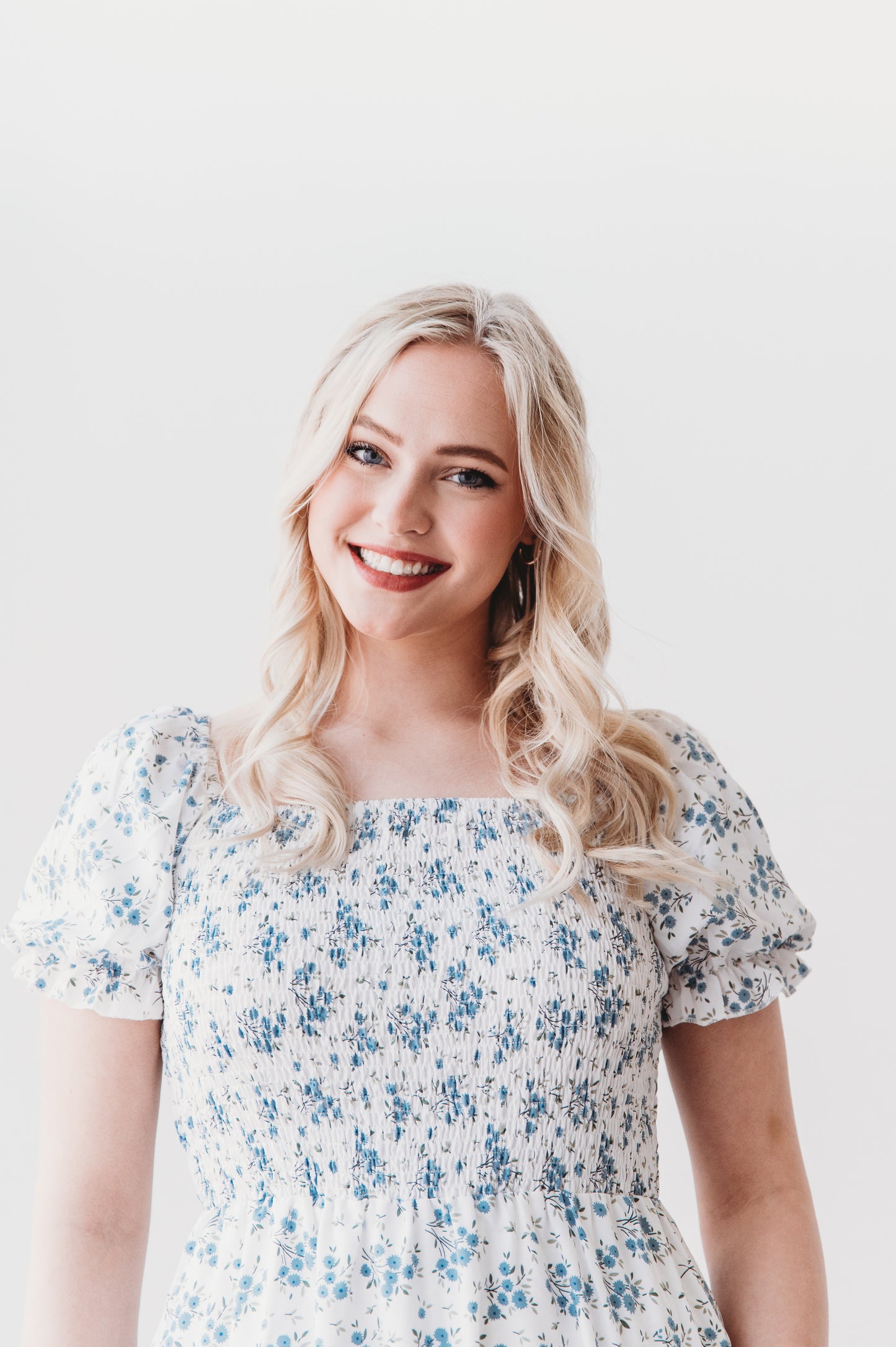 Ella Midi Blue Floral Dress