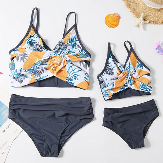 Mommy & Me Tropical Twist  High-Waist Bikini Set