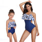 Ruffle Halter Blue Coconuts One Piece Swimsuit