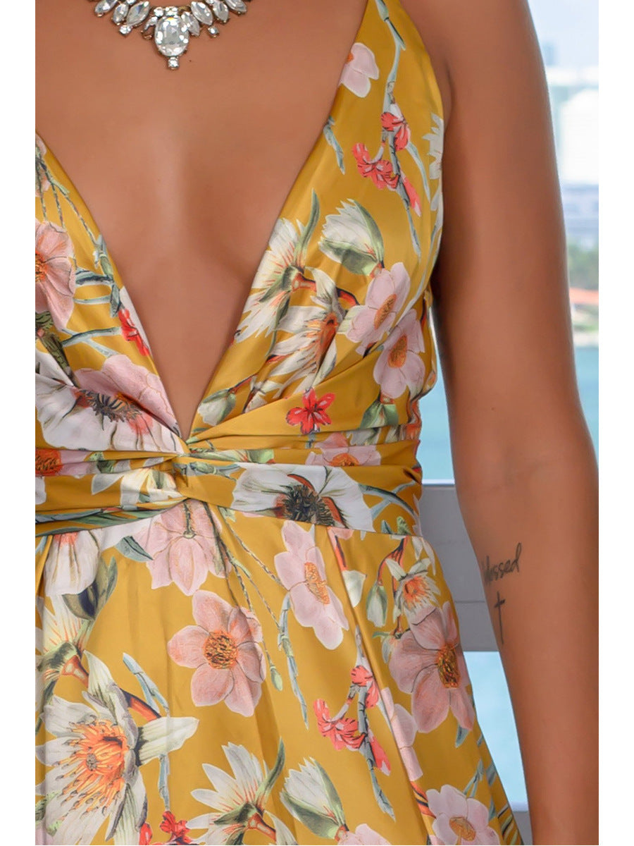 COCKTAIL FLORAL SPLIT MAXI DRESS