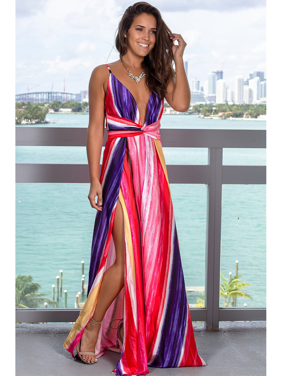 COCKTAIL FLORAL SPLIT MAXI DRESS