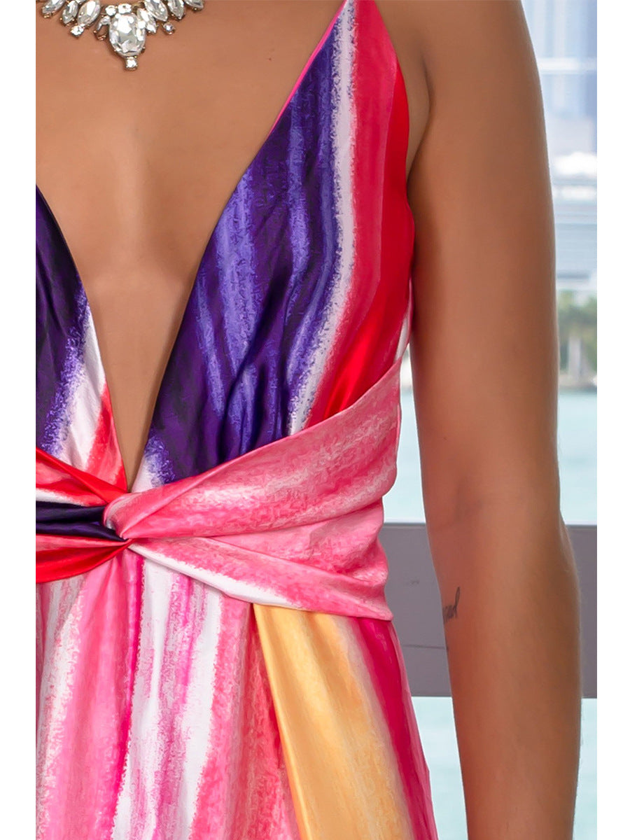 COCKTAIL FLORAL SPLIT MAXI DRESS
