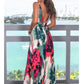 COCKTAIL FLORAL MAXI RED/GREEN DRESS