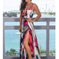 COCKTAIL FLORAL MAXI RED/GREEN DRESS