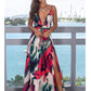 COCKTAIL FLORAL MAXI RED/GREEN DRESS