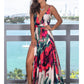 COCKTAIL FLORAL MAXI RED/GREEN DRESS