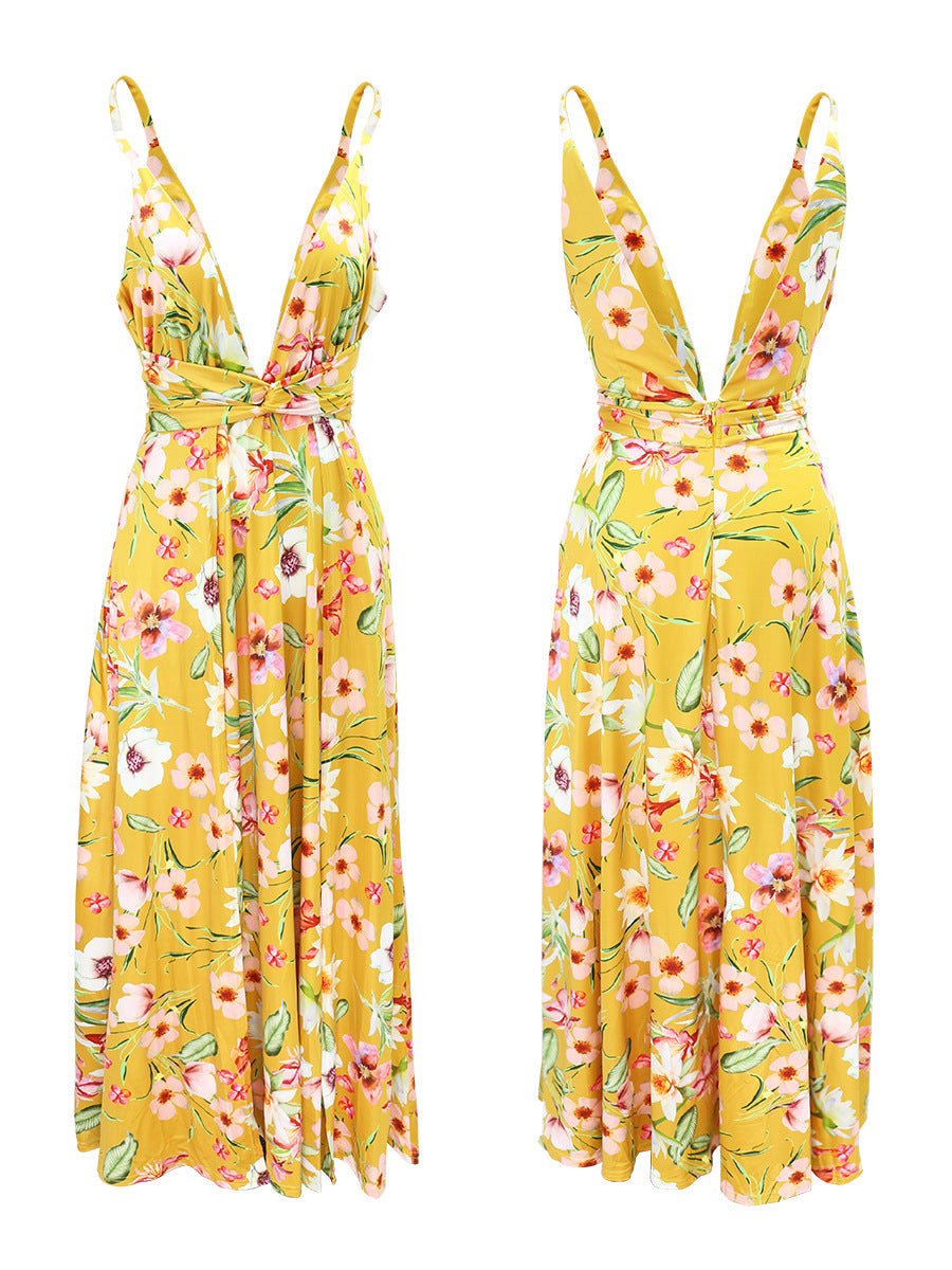COCKTAIL FLORAL SPLIT MAXI DRESS