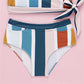 Two Piece Striped Multi-Color Bikini Swimsuit