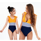 Color Block Yellow/Black One Piece Swimsuit