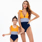 Color Block Yellow/Black One Piece Swimsuit