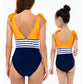 Color Block Yellow/Black One Piece Swimsuit