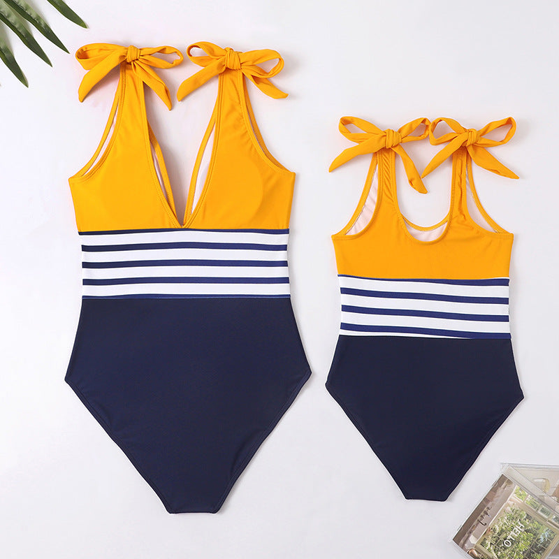 Color Block Yellow/Black One Piece Swimsuit