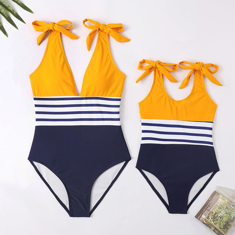 Color Block Yellow/Black One Piece Swimsuit