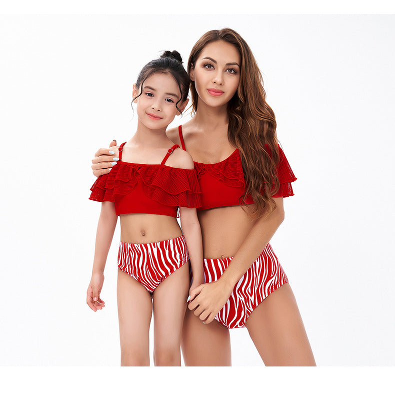 Off Shoulder 2-Piece Red Bikini Swimsuit