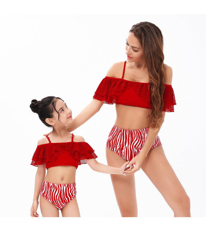 Off Shoulder 2-Piece Red Bikini Swimsuit