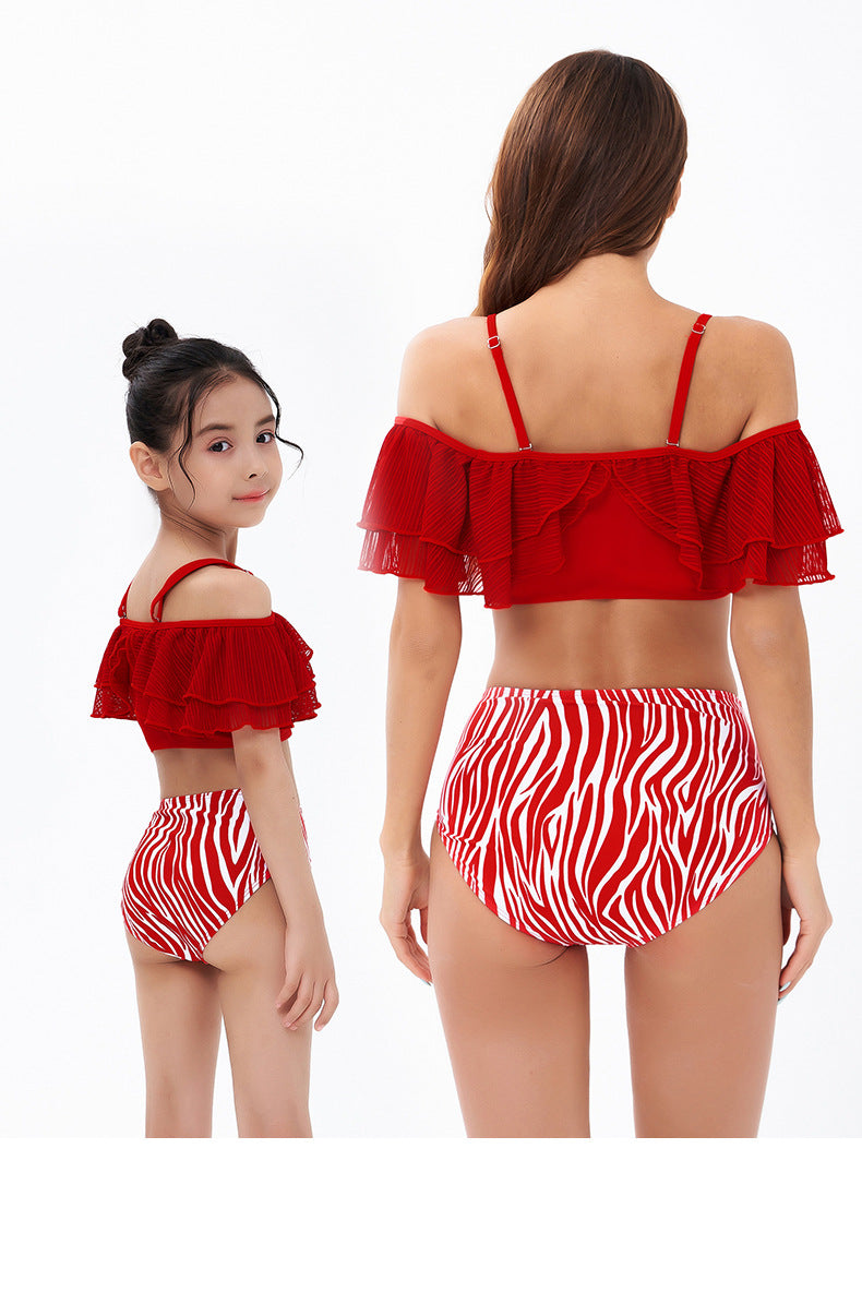 Off Shoulder 2-Piece Red Bikini Swimsuit