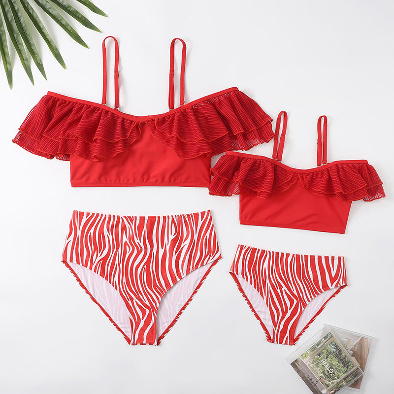 Off Shoulder 2-Piece Red Bikini Swimsuit