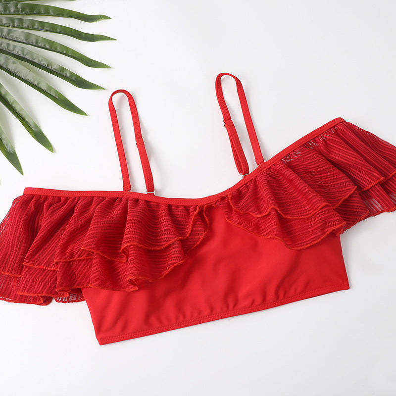 Off Shoulder 2-Piece Red Bikini Swimsuit