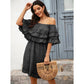 Pipa Off-Shoulder Ruffle Black Dress