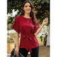 Women's Front Tie Crew Neck Blouse