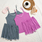 Women Modal Cami Set – Embroidered Summer Pajamas French Blue