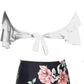 Two Piece Ruffle White/Black Floral Bikini Swimsuit