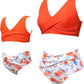 Mommy and Me 2 Piece Bikini Orange Floral Swimsuit