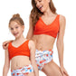 Mommy and Me 2 Piece Bikini Orange Floral Swimsuit