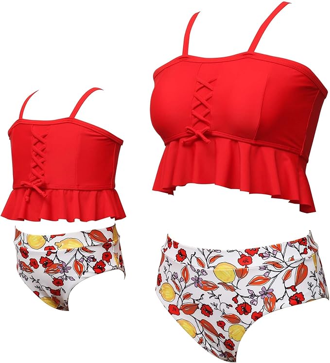 Mommy and Me 2 Piece Bikini Red Swimsuit