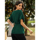 Women's Front Tie Crew Neck Blouse