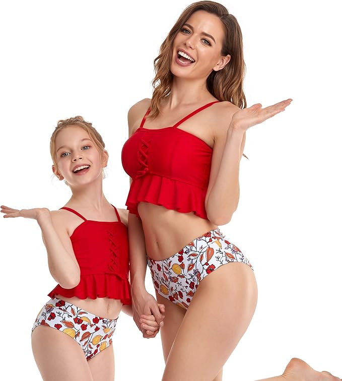 Mommy and Me 2 Piece Bikini Red Swimsuit