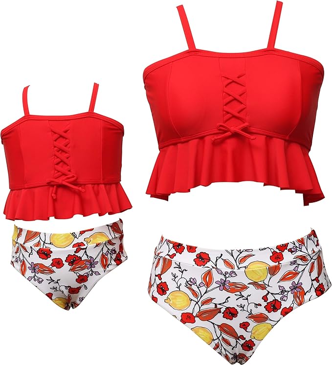 Mommy and Me 2 Piece Bikini Red Swimsuit