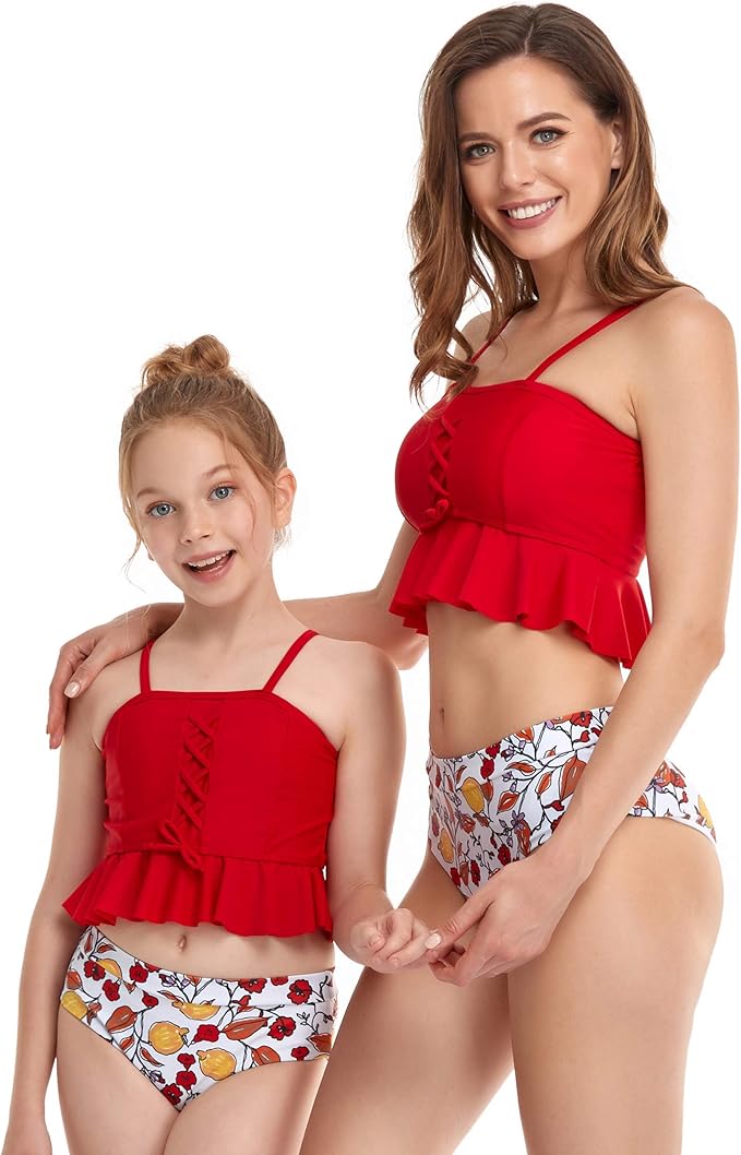 Mommy and Me 2 Piece Bikini Red Swimsuit