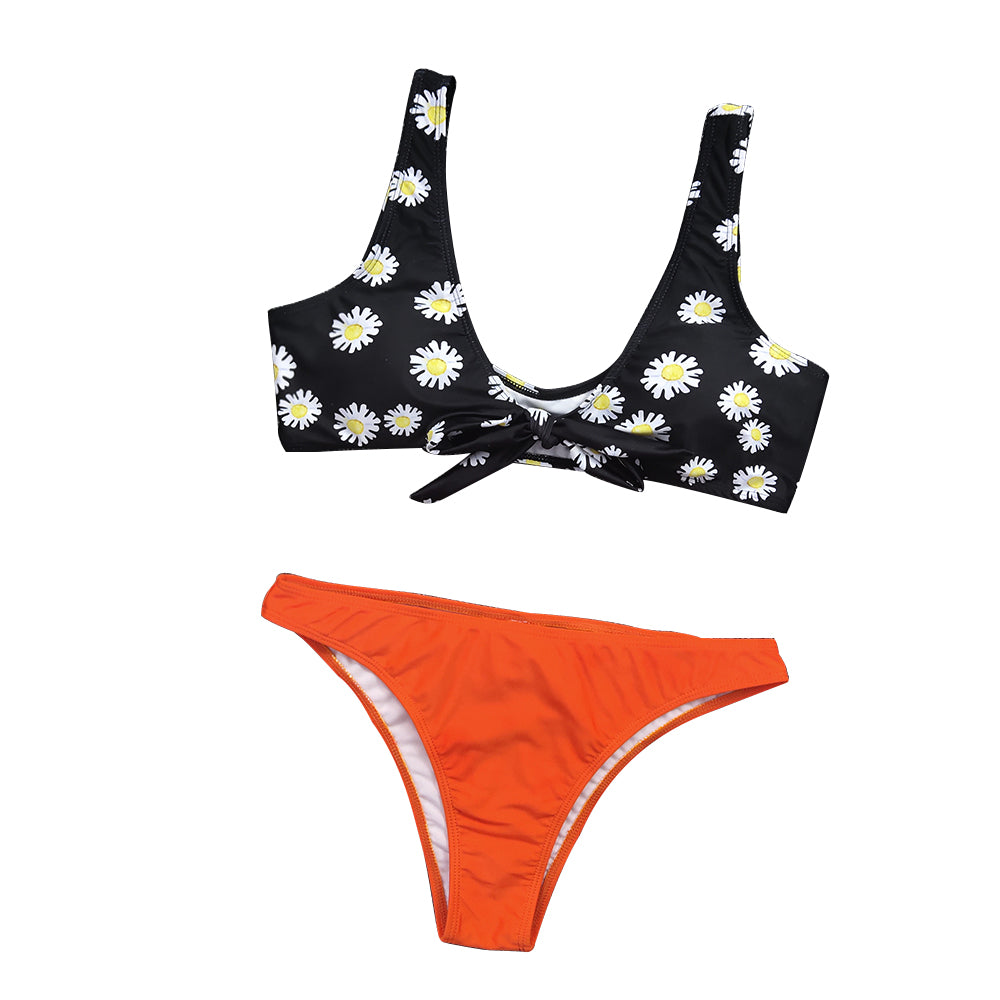 Women 2-Piece Bikini Swimsuit Orange/Black