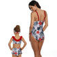 Mommy and Me 2 Piece Bikini Red Floral Swimsuit